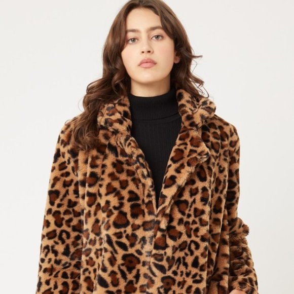 *ONLY 1 LEFT* Open Front Leopard Print Faux Fur Teddy Coat - Picture 4 of 10